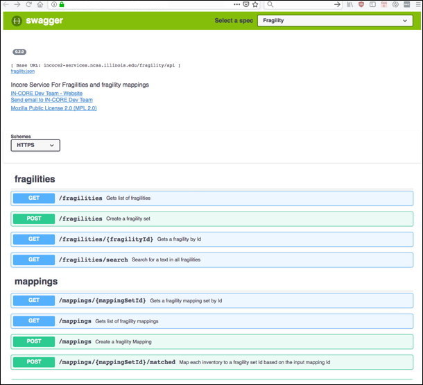 Swagger API viewer with endpoint definitions.